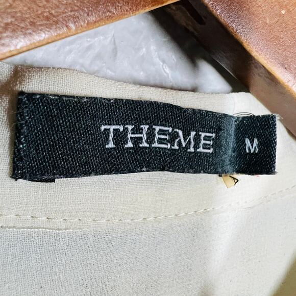 THEME Sleeveless Shirt Mini Dress Casual Button Front Top Blouse Tunic - M - Picture 3 of 4